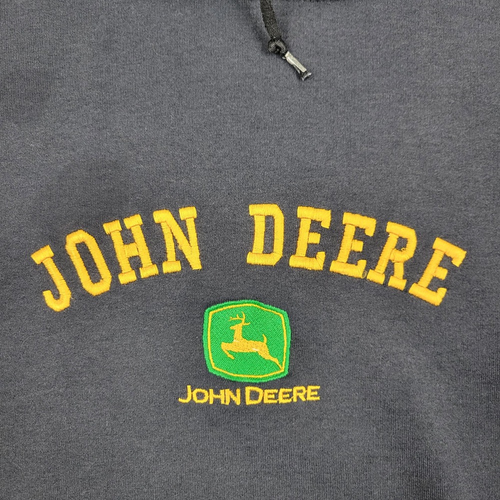 John Deere Kenpo Knitwear Pullover Hoodie Mens Large L Faded‎ Black ***READ